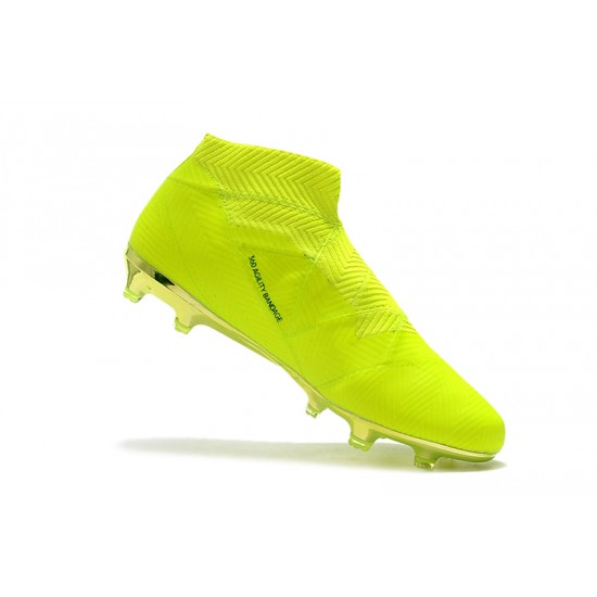 Scarpe da calcio Adidas senza lacci Nemeziz 18 FG Verde Fluo Nero