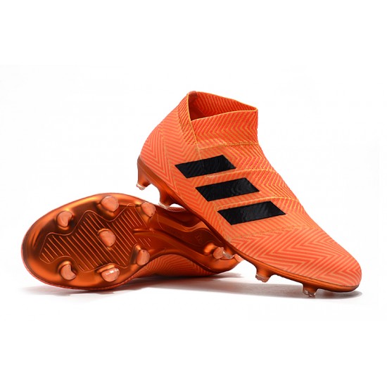 Scarpe da calcio Adidas senza lacci Nemeziz 18 FG Arancia Nero