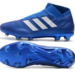 Scarpe da calcio Adidas senza lacci Nemeziz 18 FG Blu Reale Bianca