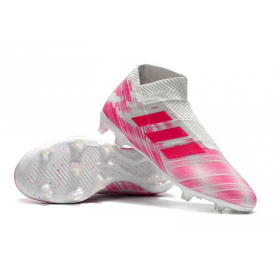 Scarpe da calcio Adidas senza lacci Nemeziz 18 FG Bianca Rosa