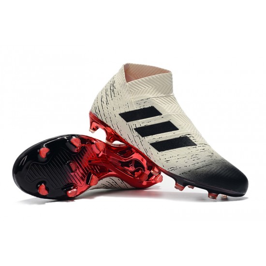 Scarpe da calcio Adidas senza lacci Nemeziz 18 FG Bianca Rosso Nero