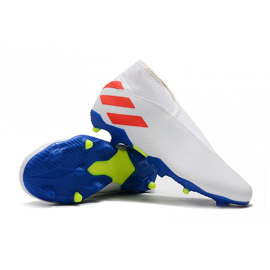 Scarpe da calcio Adidas senza lacci Nemeziz 19.3 FG Bianca Rosso Blu