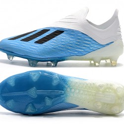 Scarpe da calcio Adidas X 18 FG Laceless Bianca Blu Nero