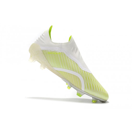 Scarpe da calcio Adidas X 18 FG Laceless Bianca Giallo verde