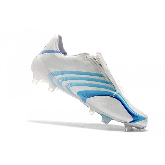 Scarpe da calcio Adidas X F506 FG Tunit Laceless Bianca Blu