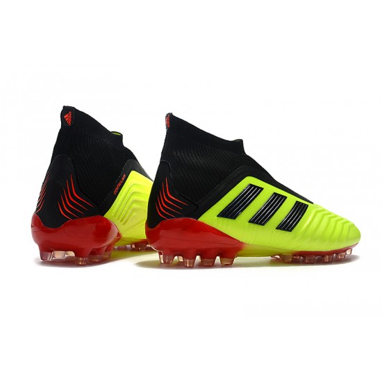 Scarpe da calcio Adidas senza lacci Predator 18+AG Giallo Nero Rosso