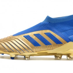 Scarpe da calcio Adidas senza lacci Predator 19+ FG 25th Anniversaire d'oro Blu