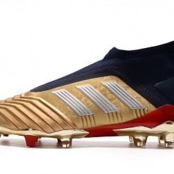 Scarpe da calcio Adidas senza lacci Predator 19+ FG 25th Anniversaire d'oro Argento Nero