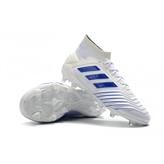 Scarpe da calcio Adidas senza lacci Predator 19+ FG 25th Anniversaire Bianca Blu