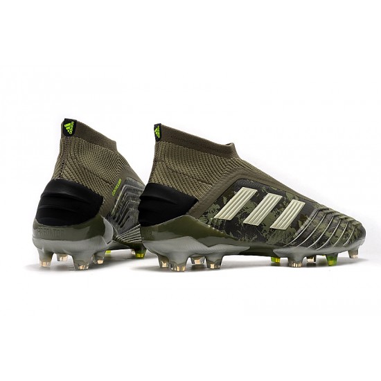 Scarpe da calcio Adidas senza lacci Predator 19+ FG armée verdee