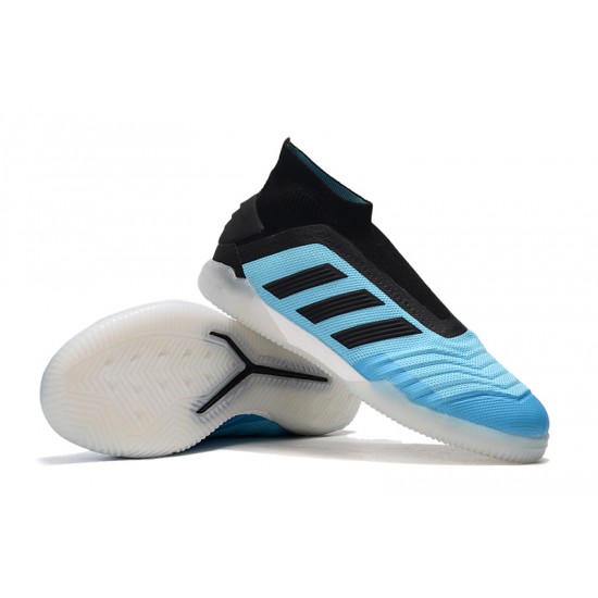 Scarpe da calcio Adidas senza lacci Predator 19+ IN Blu Nero