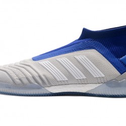 Scarpe da calcio Adidas senza lacci Predator 19+ IN Grigio Argento Blu
