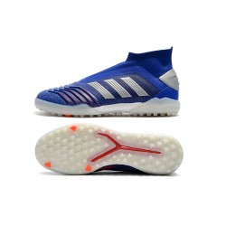 Scarpe da calcio Adidas senza lacci Predator 19+ TF Blu Argento