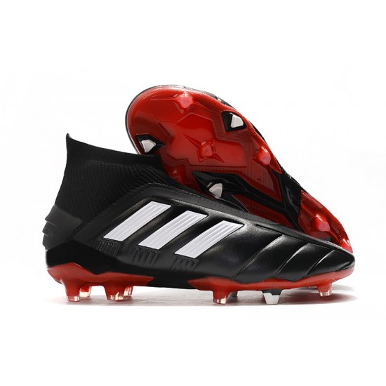 Scarpe da calcio Adidas senza lacci Predator Mania 19+ FG Nero Bianca Rosso