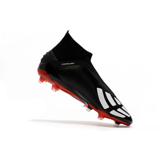 Scarpe da calcio Adidas senza lacci Predator Mania 19+ FG Nero Bianca Rosso
