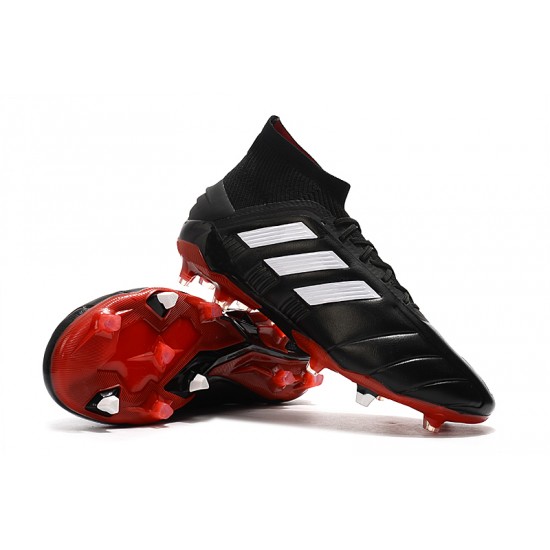 Scarpe da calcio Adidas senza lacci Predator Mania 19.1 FG Pelle Nero Bianca Rosso