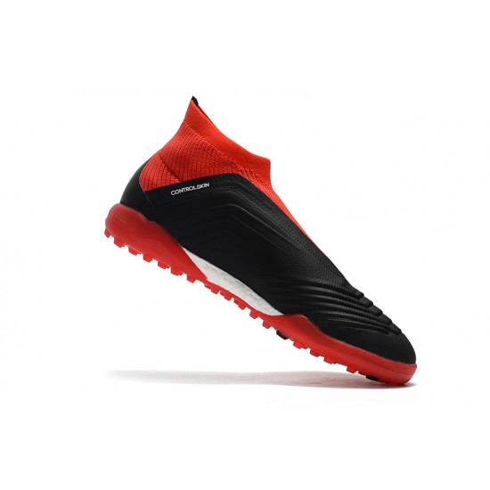 Scarpe da calcio Adidas Predator Tango 18+ TF Laceless Nero Bianca Rosso