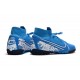 2020 Scarpe da calcio Nike Mercurial Superfly 7 Elite MDS TF Flyknit Blu Bianca