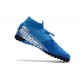2020 Scarpe da calcio Nike Mercurial Superfly 7 Elite MDS TF Flyknit Blu Bianca