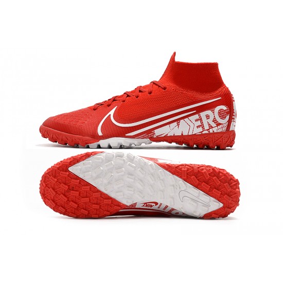 2020 Scarpe da calcio Nike Mercurial Superfly 7 Elite MDS TF Flyknit Rosso Bianca