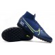 2020 Scarpe da calcio Nike Mercurial Superfly 7 Elite MDS TF Flyknit Blu Reale