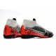 2020 Scarpe da calcio Nike Mercurial Superfly 7 Elite MDS TF Flyknit Argento Rosso