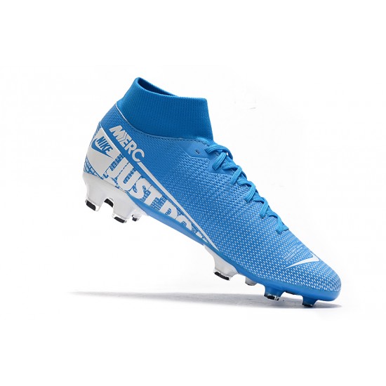 Scarpe da calcio Nike Mercurial Superfly 7 Elite FG Blu Bianca