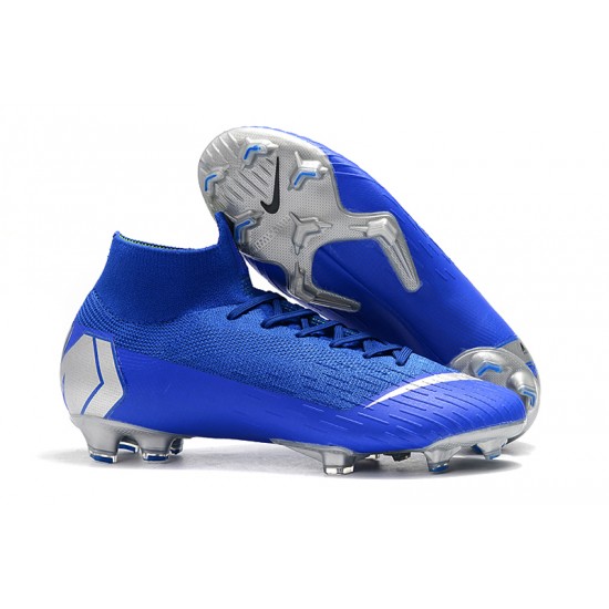Scarpe da calcio Nike Mercurial Superfly VI 360 Elite FG Metallic Blu Argento