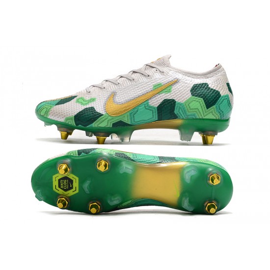Scarpe da calcio Nike Mercurial Vapor 13 Elite SG-PRO AC Bianca verde doro