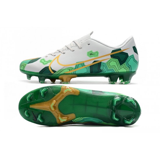 Scarpe da calcio Nike Mercurial Vapor XIII FG Bianca verde doro