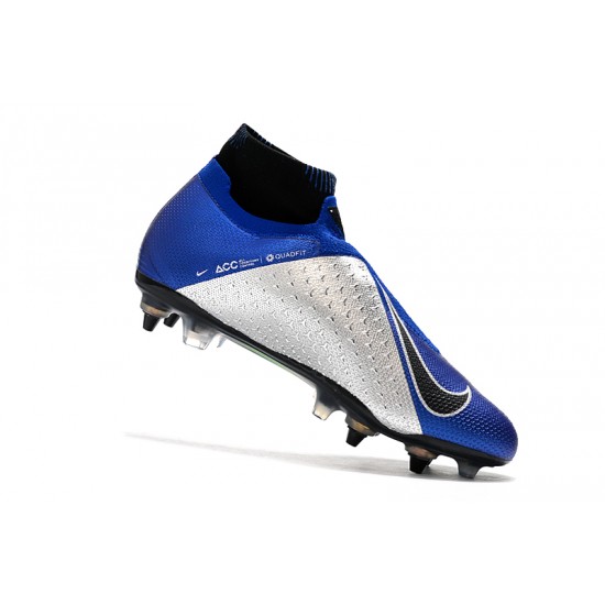 Scarpe da calcio Adidas senza lacci Phantom VSN Elite DF SG-Pro Anti Clog Blu Reale Argento