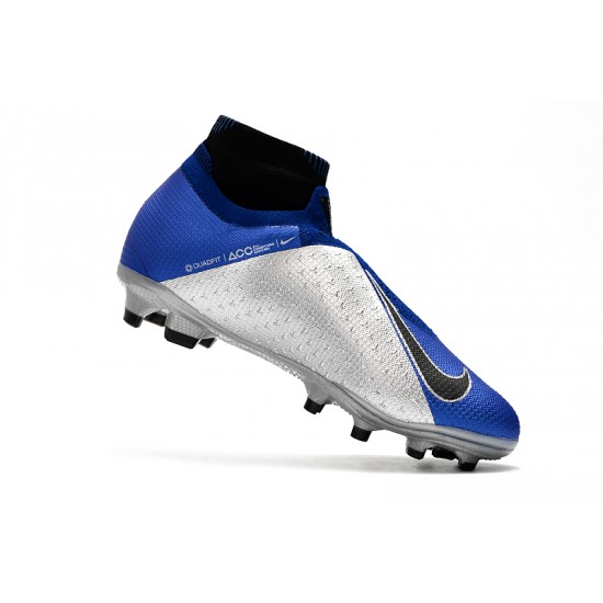 Scarpe da calcio Adidas senza lacci Phantom VSN Shadow Elite DF FG Blu Reale Argento