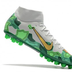 Scarpe da calcio Nike Superfly VII Academy CR7 AG Bianca verde d'oro