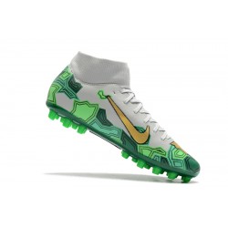 Scarpe da calcio Nike Superfly VII Academy CR7 AG Bianca verde d'oro