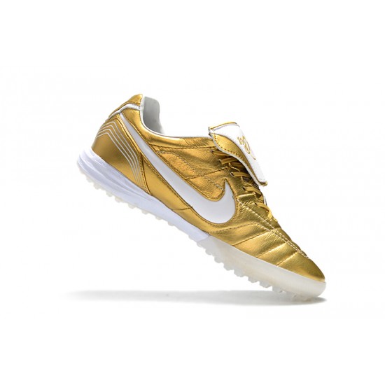 Scarpe da calcio Nike Tiempo Legend 7 R10 Elite TF doro Bianca