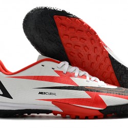 Scarpe da calcio Nike Mercurial Vapor 14 Academy TF Low-top Bianca Rosso Nero
