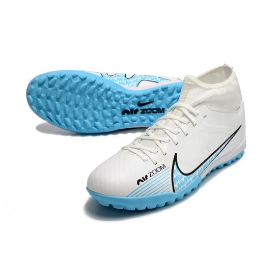 Scarpe da calcio Nike Air Zoom Mercurial Superfly IX Academy TF High-top Blu Bianca Unisex