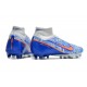 Scarpe da calcio Nike Air Zoom Mercurial Superfly IX Elite AG High-top Blu Bianca Unisex