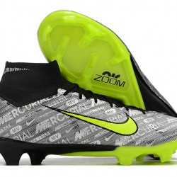 Scarpe da calcio Nike Air Zoom Mercurial Superfly IX Elite FG High-top Nero Grigio Giallo Unisex