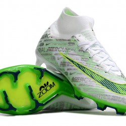 Scarpe da calcio Nike Air Zoom Mercurial Superfly IX Elite FG High-top Verde Bianca Unisex