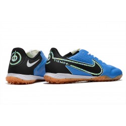 Scarpe da calcio Nike Tiempo Legend 9 Pro TF Low-Top Bianca Blu Nero