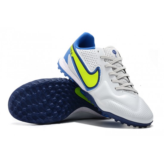 Scarpe da calcio Nike Tiempo Legend 9 Pro TF Low-Top Bianca Blu Giallo