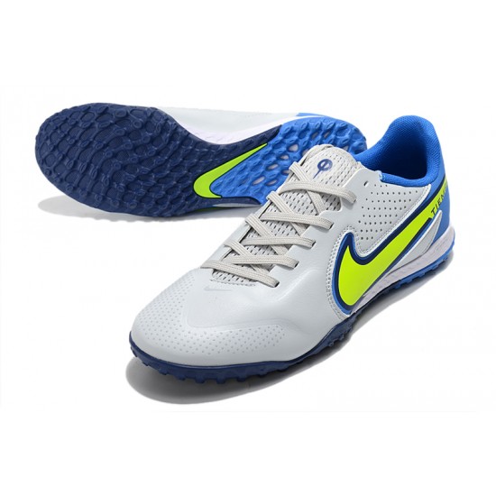Scarpe da calcio Nike Tiempo Legend 9 Pro TF Low-Top Bianca Blu Giallo